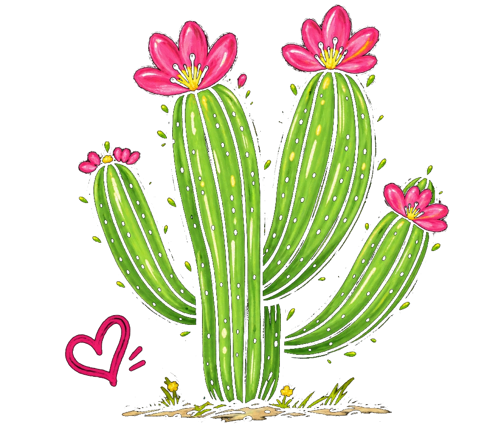 Blooming Saguaro Cactus with Heart